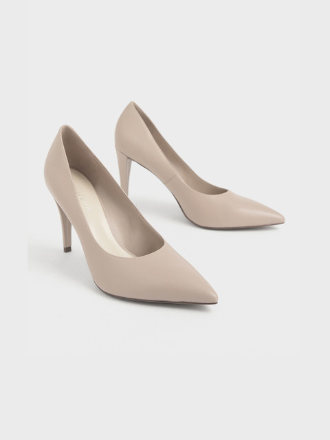 

CHARLES & KEITH Women Beige Solid Heels