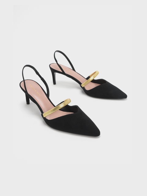 

CHARLES & KEITH Women Black Solid Pumps