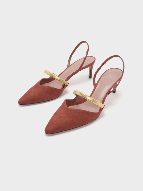 

CHARLES & KEITH Women Brown Solid Pumps