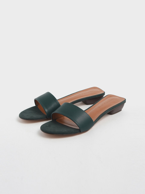 

CHARLES & KEITH Women Green Solid Mules
