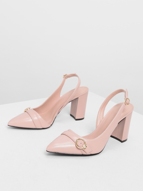 

CHARLES & KEITH Women Peach-Coloured Solid Pumps