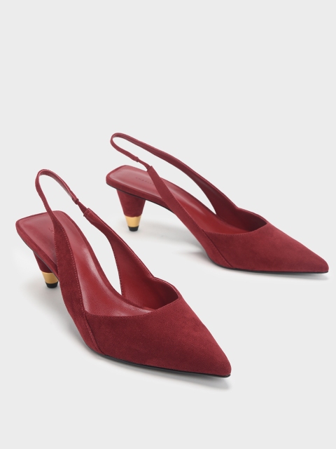 

CHARLES & KEITH Women Maroon Solid Pumps