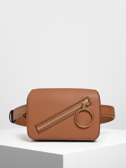 

CHARLES & KEITH Tan Brown Solid Waist Pouch