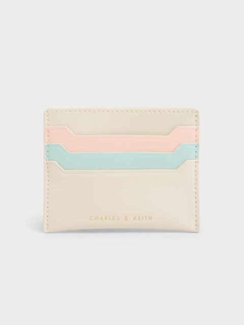 

CHARLES and KEITH Women Cream-Coloured and Blue Colourblocked Card Holder