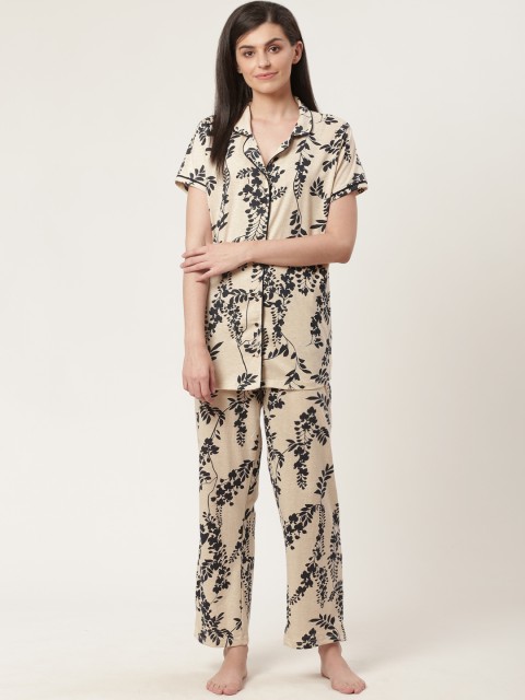 

Sweet Dreams Women Off-White & Blue Printed Night Suit