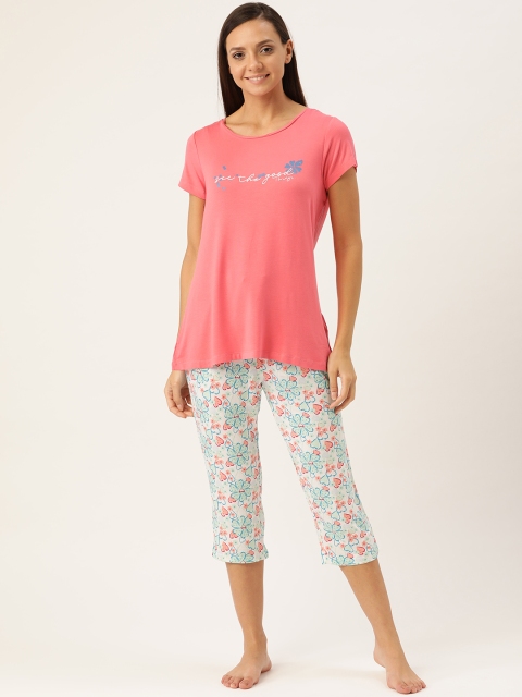 

Sweet Dreams Women Pink & White Printed Night Suit