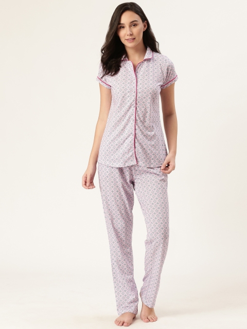 

Sweet Dreams Women Pink & White Printed Night Suit