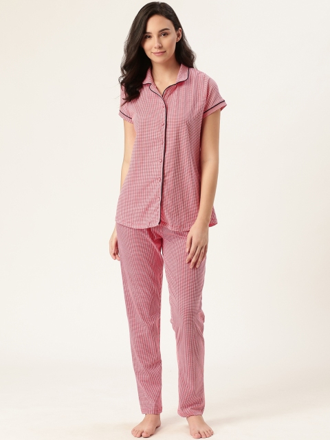 

Sweet Dreams Women Red & White Checked Night Suit