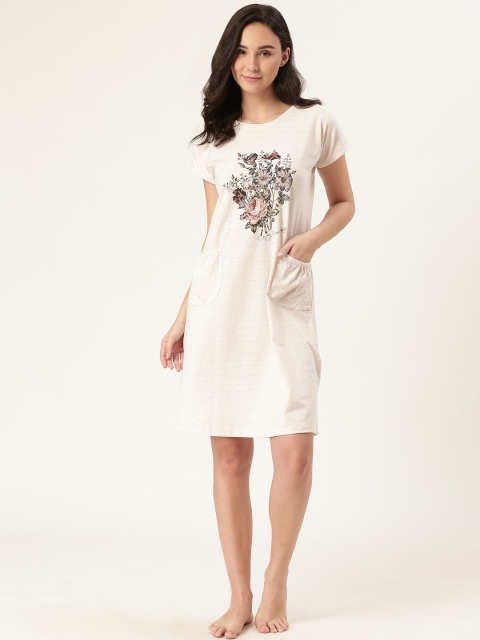 

Sweet Dreams Off-White Printed Nightdress