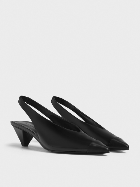 

CHARLES & KEITH Women Black Solid Pumps