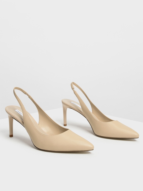 

CHARLES & KEITH Women Nude-Coloured Solid Pumps