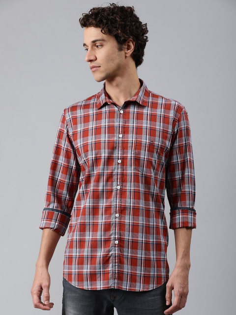 

Louis Philippe Jeans Men Red & Grey Slim Fit Checked Casual Shirt
