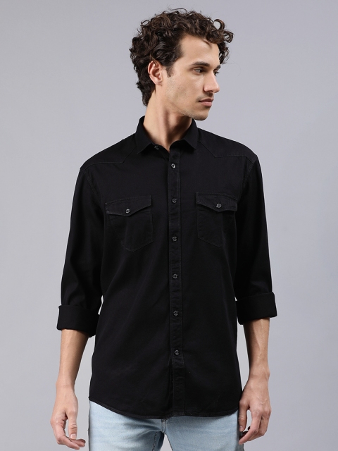 

Louis Philippe Jeans Men Black Slim Fit Solid Casual Shirt