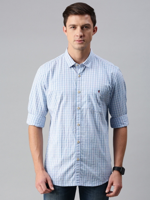 

Louis Philippe Jeans Men Blue Slim Fit Checked Casual Shirt