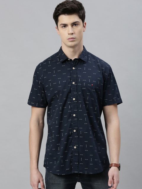 

Louis Philippe Jeans Men Navy Blue Slim Fit Printed Casual Shirt