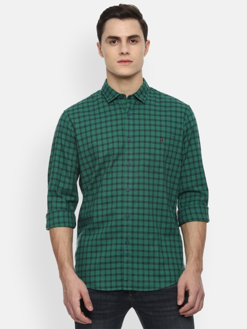 

Louis Philippe Jeans Men Green & Navy Blue Slim Fit Checked Casual Shirt