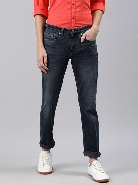 

Louis Philippe Jeans Men Blue Matt Slim Fit Low-Rise Clean Look Stretchable Jeans