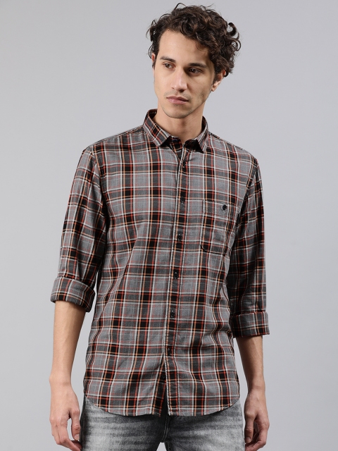 

Louis Philippe Jeans Men Grey & Black Super Slim Fit Checked Casual Shirt