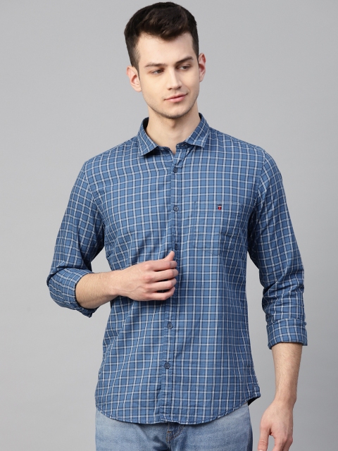 

Louis Philippe Jeans Men Blue & White Slim Fit Checked Shirt