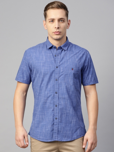 

Louis Philippe Jeans Men Blue & White Slim Fit Self Design Shirt