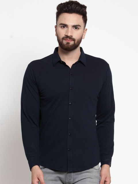 

WILD WEST Men Navy Blue Regular Fit Solid Casual Shirt