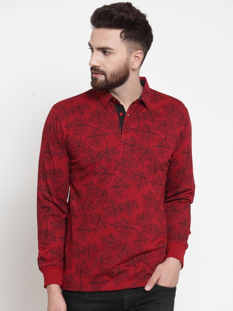 

WILD WEST Men Red & Black Printed Polo Collar T-shirt