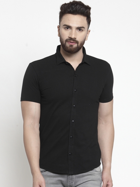 

WILD WEST Men Black Regular Fit Solid Casual Shirt