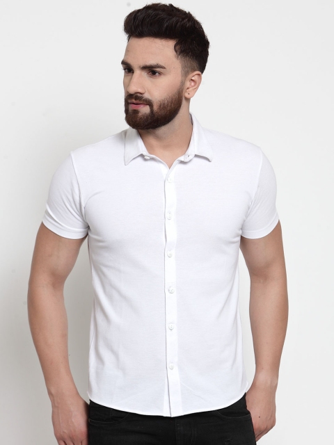 

WILD WEST Men White Regular Fit Solid Casual Shirt