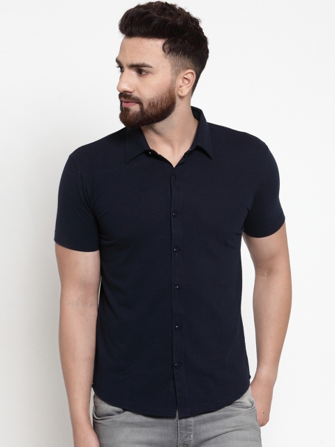

WILD WEST Men Navy Blue Regular Fit Solid Casual Shirt