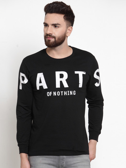 

WILD WEST Men Black & White Printed Round Neck T-shirt