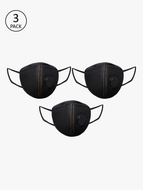 

yelloe Unisex Black Pack of 3 Reusable 5-Layers YD95 Mask With Respirator