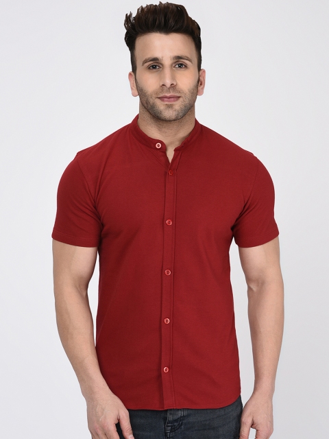 

WILD WEST Men Maroon Regular Fit Solid Casual Shirt