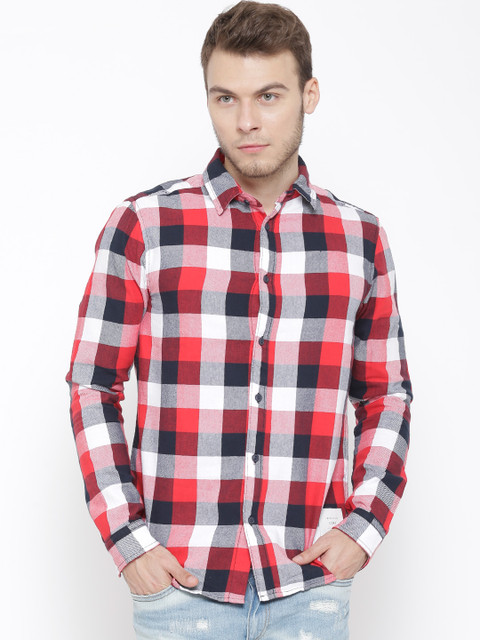 

Jack & Jones Red & White Flannel Checked Casual Shirt
