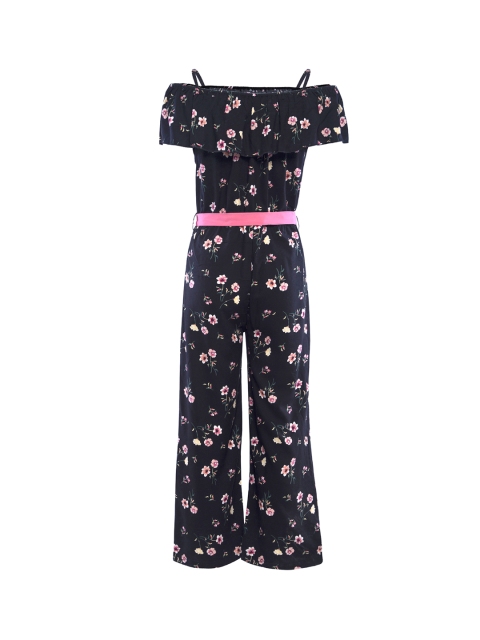 

Stylo Bug Girls Navy Blue & Pink Floral Printed Basic Jumpsuit