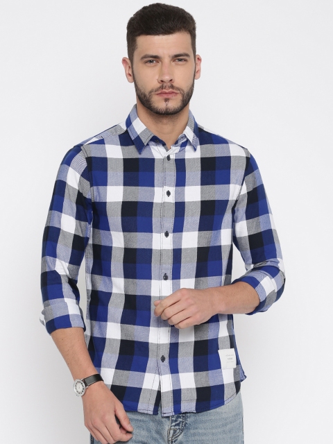 

Jack & Jones Blue & White Checked Casual Shirt