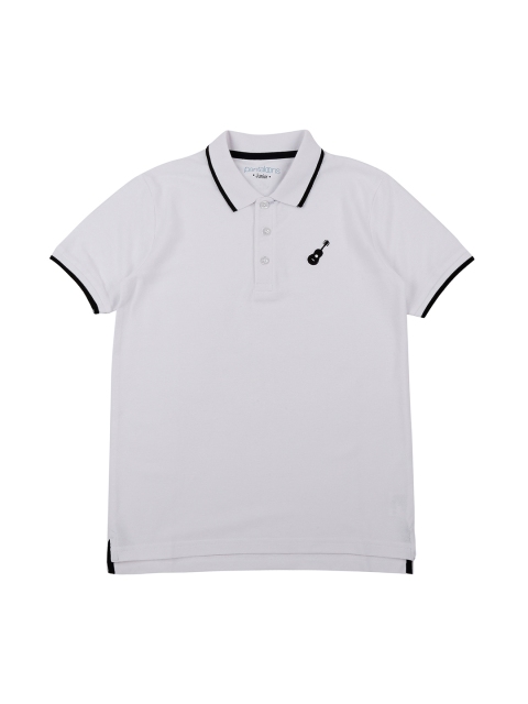

Pantaloons Junior Boys White Solid Polo Collar Pure Cotton T-shirt