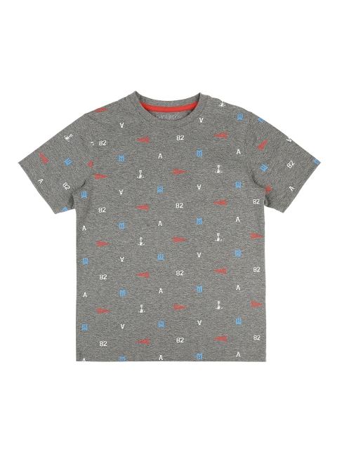 

Pantaloons Junior Boys Grey & Orange Printed Round Neck T-shirt