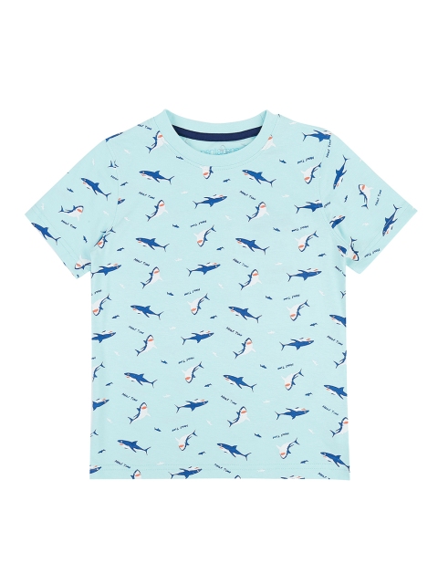 

Pantaloons Junior Boys Blue Printed Round Neck Pure Cotton T-shirt
