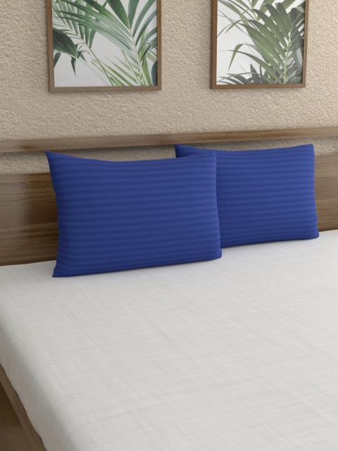 

Dreamscape Set of 2 Navy Blue 220 TC Satin Stripe Pillow Covers