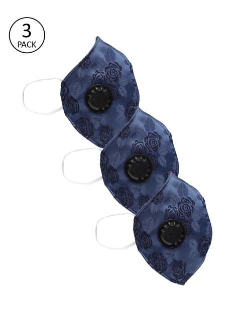 

LUXURAZI Unisex 3 Pcs Self-Design 5-Ply Anti-Dust Valved Reusable Protective Fashion Masks, Blue
