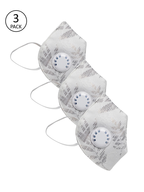 

LUXURAZI Adults White Printed Pack of 3 Reusable 5-Layers Outdoor Masks