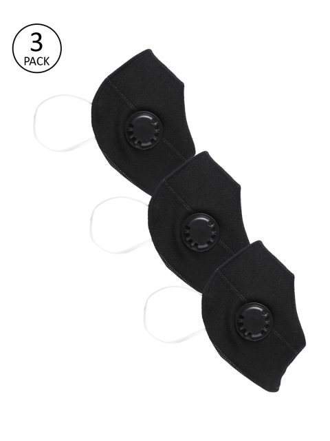 

LUXURAZI Unisex Black 3 Pcs 5-Ply Anti-Dust Valved Reusable Protective Fashion Masks