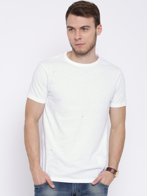 

Jack & Jones White T-shirt with Distressed Detail