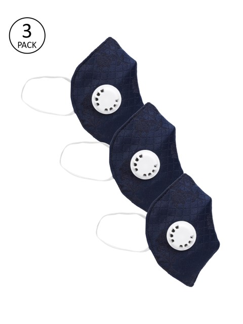 

LUXURAZI Unisex Pack Of 3 Navy Blue 5-Ply Certified Protective Masks