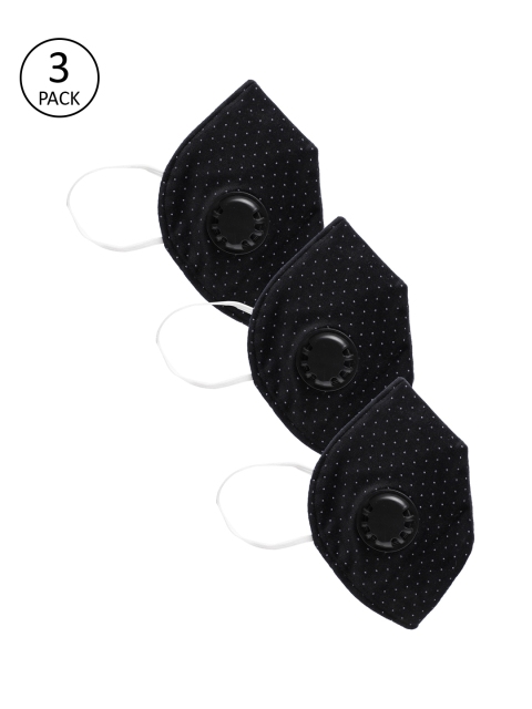 

LUXURAZI Unisex 3 Pcs Printed 5-Ply Anti-Dust Valved Reusable Protective Outdoor Masks, Black