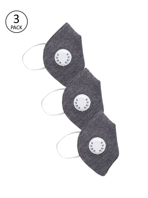 

LUXURAZI Unisex Pack Of 3 Grey 5-Ply Certified Protective Masks