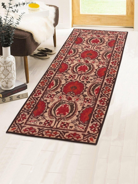 

RUGSMITH Beige & Red Printed Premium Quality Classical Pattern Ankara Rug Runner
