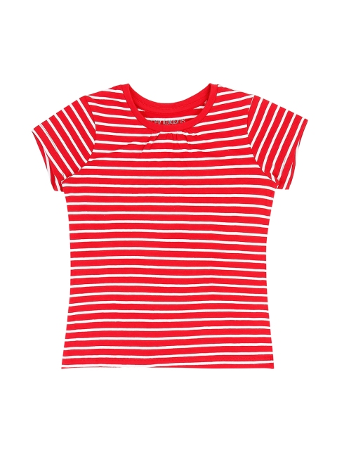 

Pantaloons Junior Girls Red Striped Round Neck T-shirt