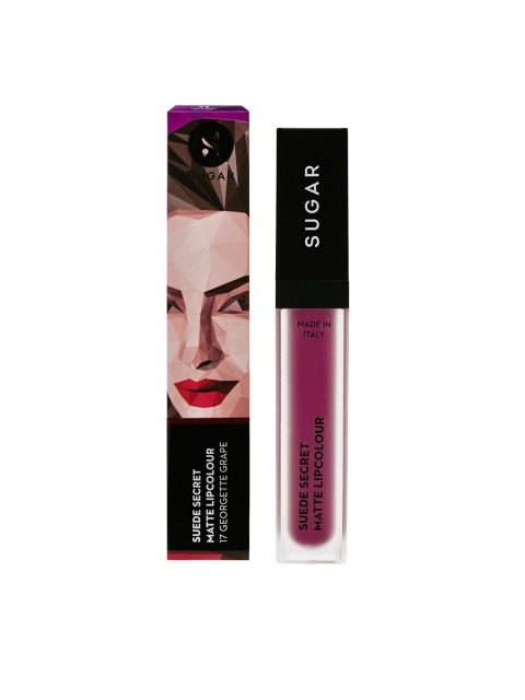 

SUGAR Women Suede Secret Matte Lipcolour - 17 Georgette Grape 6 ml, Purple