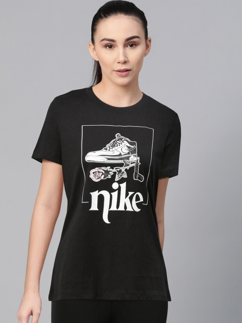 

Nike Women Black & White Street 2 Printed Sports T-Shirt
